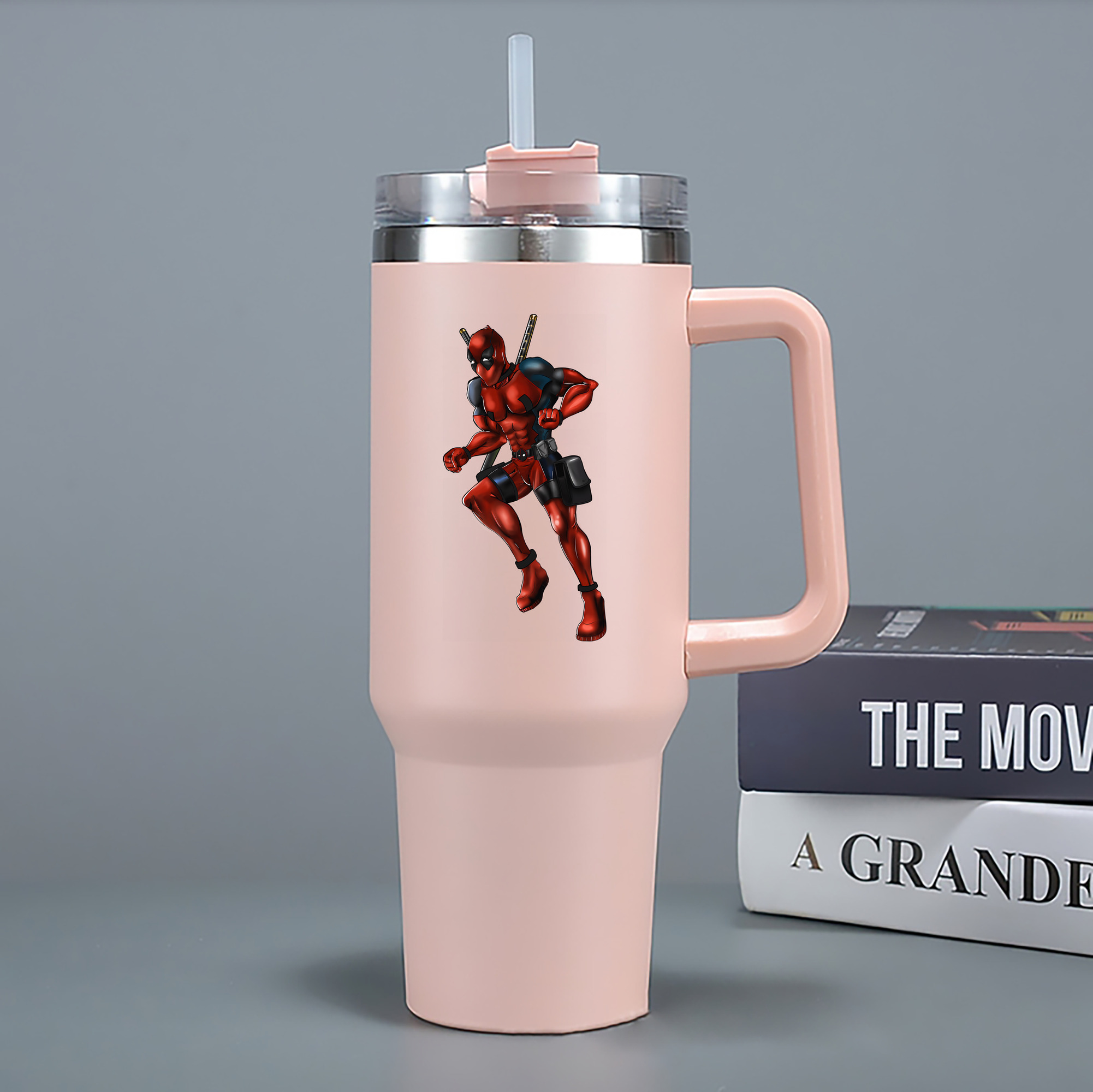 （画像用） Deadpool デッドプール 1200mL車用タンブラー - クリスタルステッカー（プラスチックストロー付き）